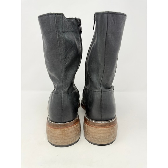 Free People Leo Ankle Boots Women's EU 40 US 10 Leather Block Heel Black - Picture 4 of 9